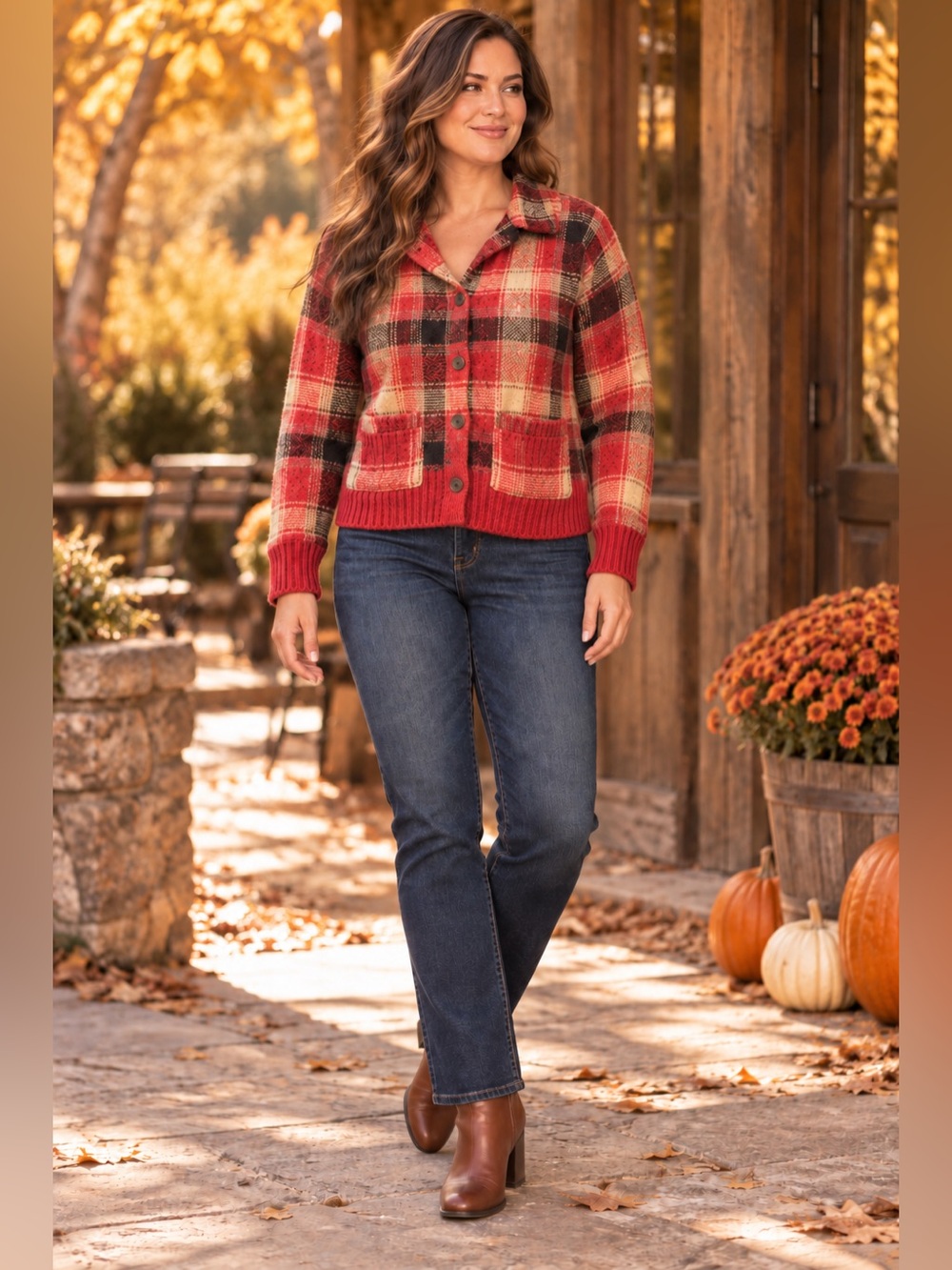 Denim & Supply Ralph Lauren Women’s M Plaid Wool Blend Cardigan